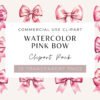 watercolor pink bow baby shower clipart