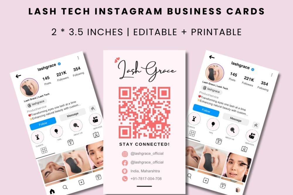 instagram business card for lash tech