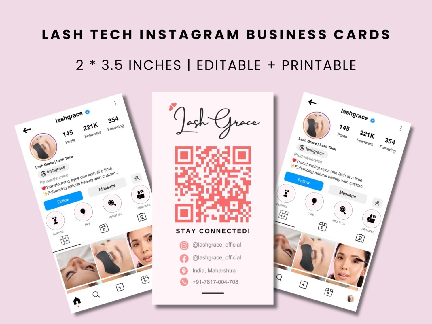instagram business card for lash tech