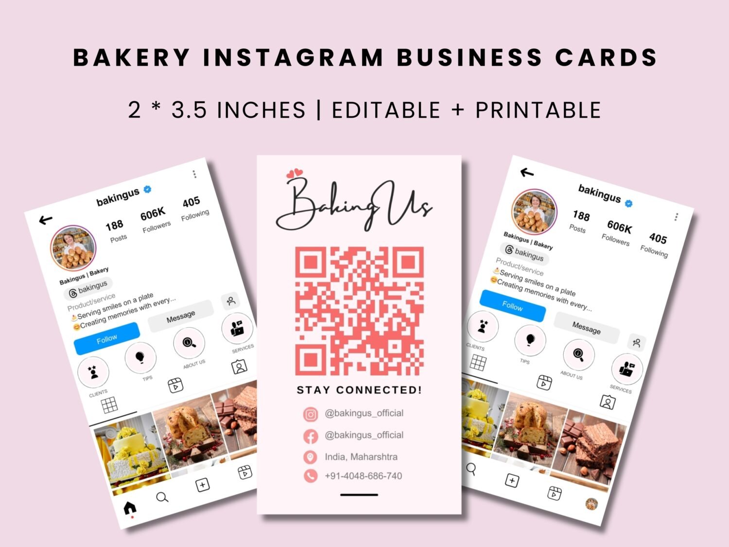 instagram business card for bakery